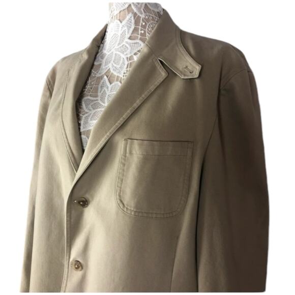 Barn coat stand collar patch elbow Khaki Lands' End 100% cotton 44 R - Picture 6 of 16